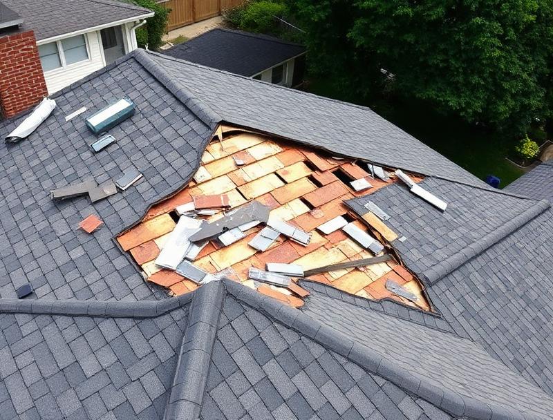 Storm Damage Roof Repair - Before